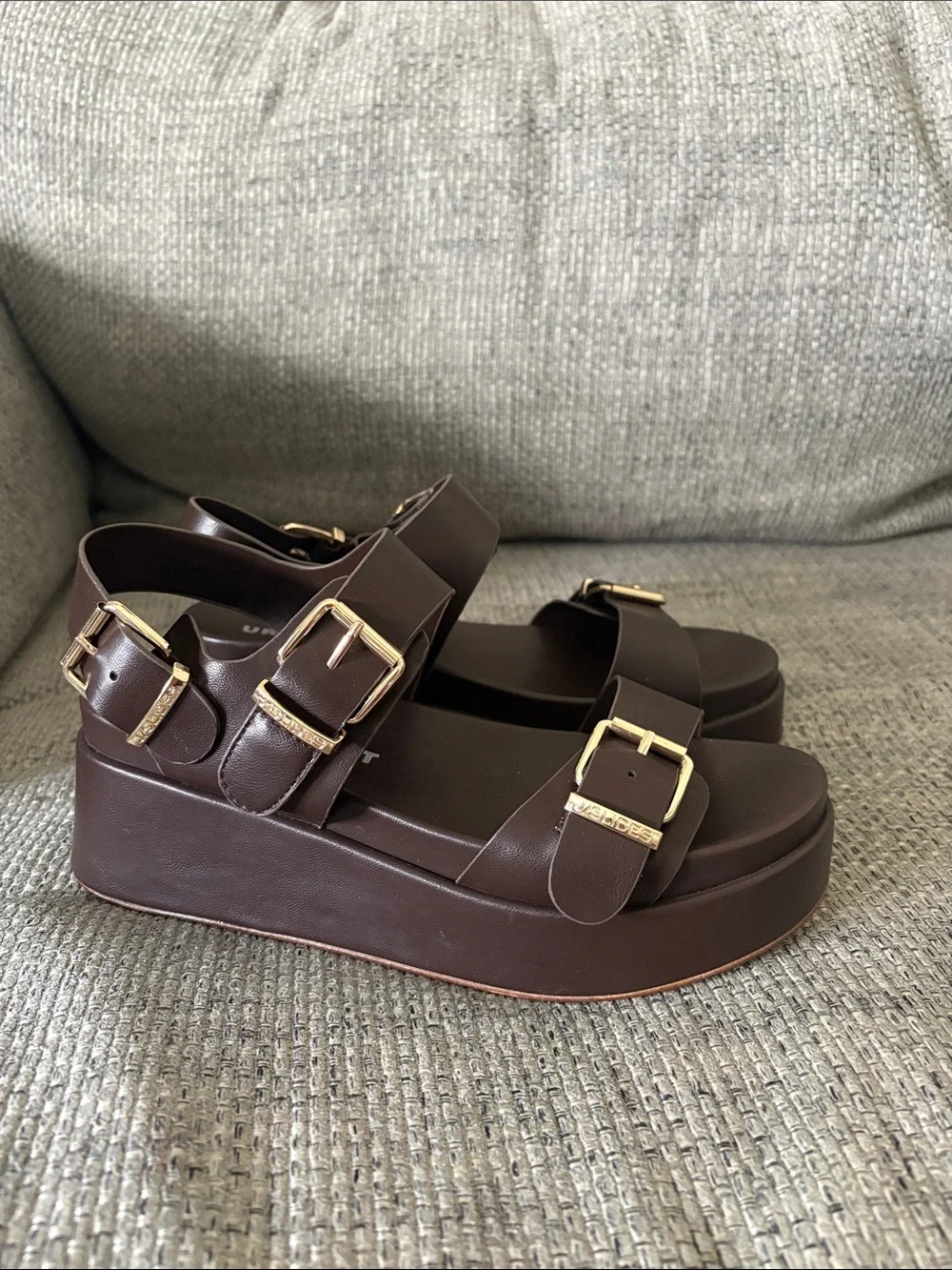 Women's Dark Brown Platform Buckle Sandals